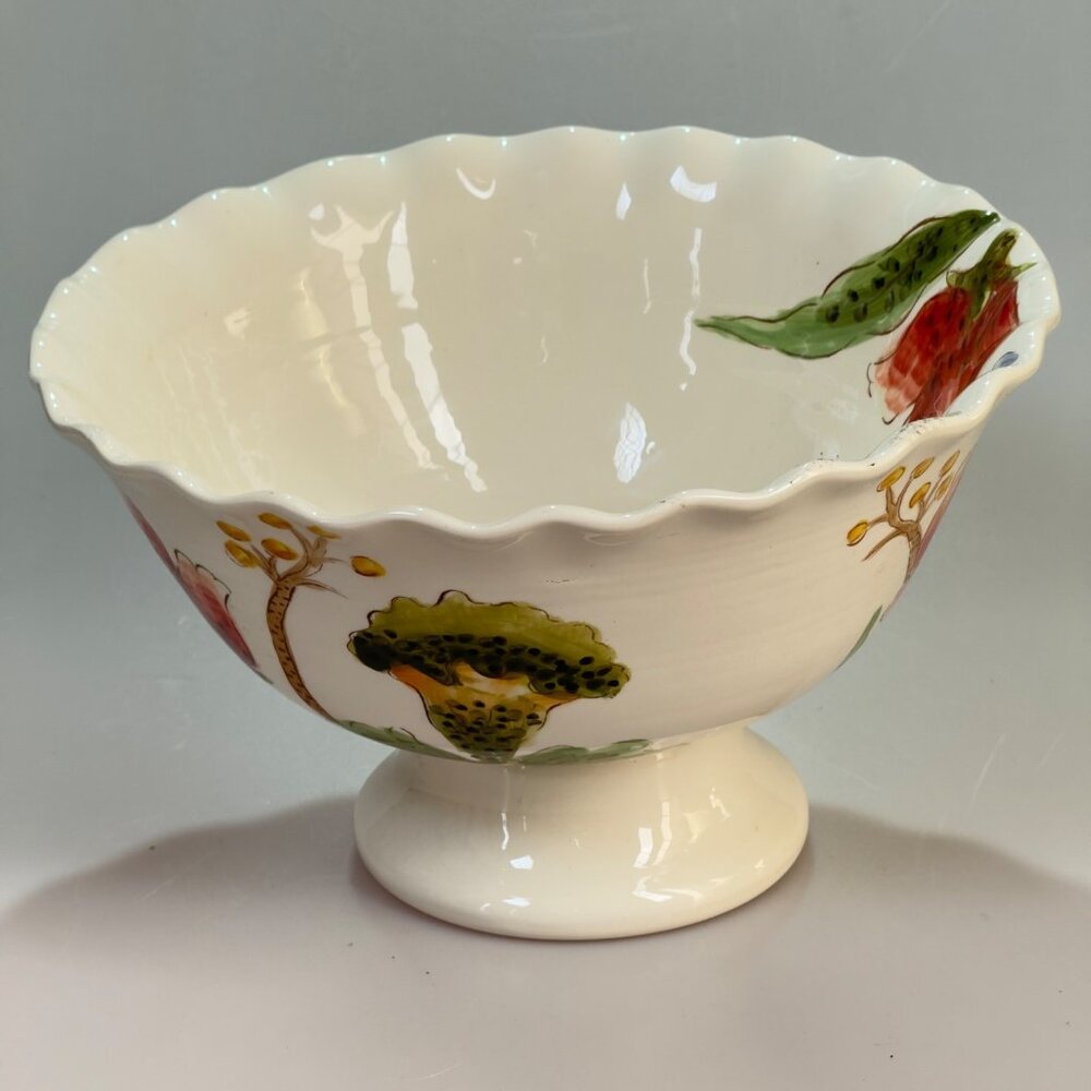 Maxcera Mum Floral Multi-Purpose Ceramic Footed Pedestal Bowl - Picture 5 of 8